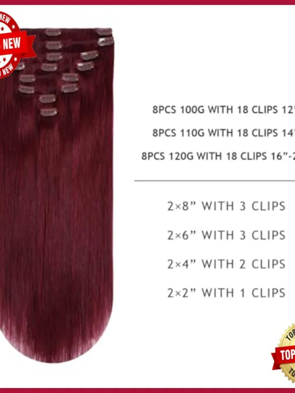 Silky Remy Human Hair Clip-In Extensions, 8 Pieces, 18 Clips, 18 Inches